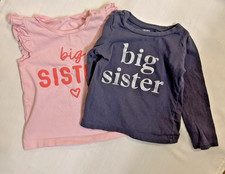 Set of 2 - Big Sister Shirt Toddler Girls Sibling Reveal Shirts T-Shirt, Size 2T