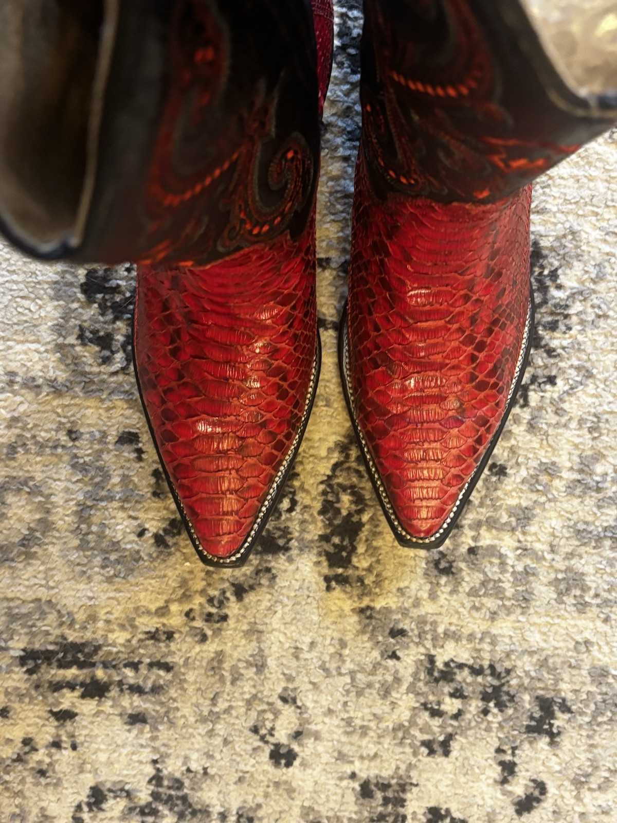 Circle G Red Python Leather Red Black Womens Size… - image 6