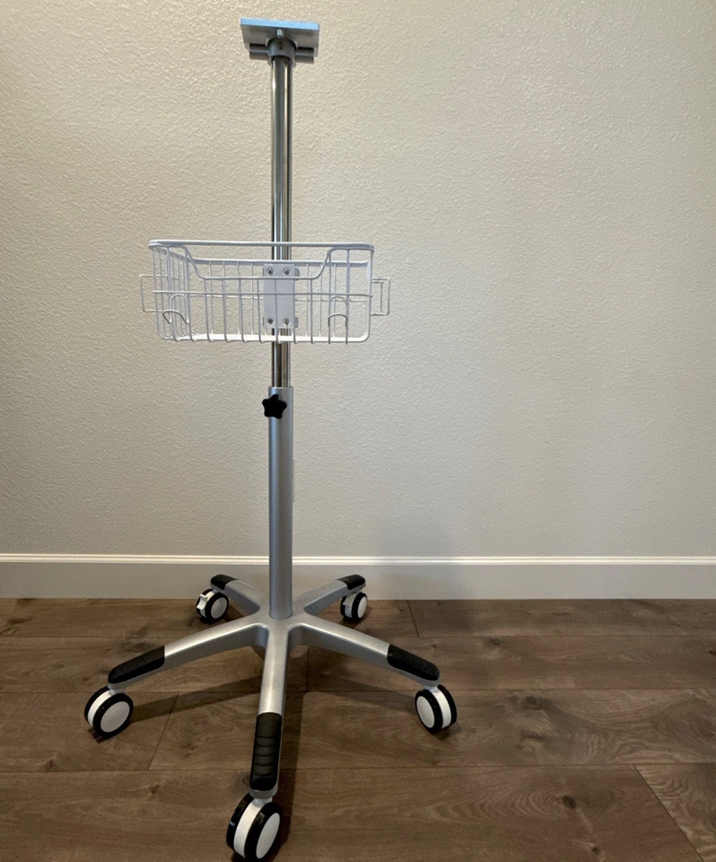 GCX COMPATIBLE Rolling Stand for Patient Monitor Cart with Basket