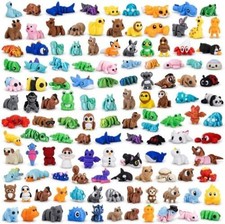 200 PCS Mini 3D Printed Animals Bulk, Articulated Animal Figurines Set, Flexible