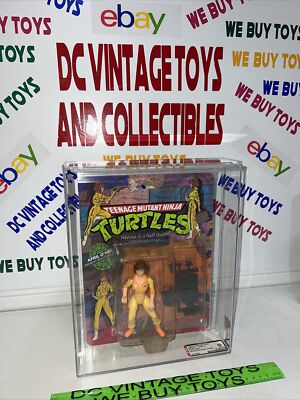 TMNT APRIL O`NEIL Playmates 1988 Action Figure Orange Stripe  MOC AFA 85  
