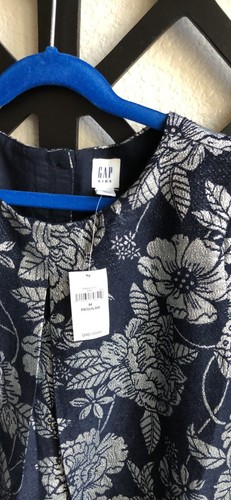 Gap Kids Girl Jacquard Dress Metallic Silver Navy Blue Size Medium /NWT - Picture 7 of 12