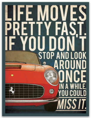 Ferris Bueller Matthew Broderick Quote Life Moves Fast Movie Collage type MAGNET