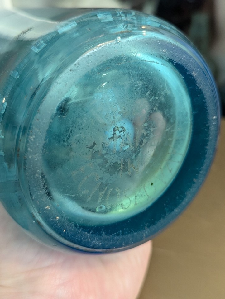 Vtg Czech Bar Siphon Axelrod Bros Blue Glass Seltzer Bottle Brooklyn NY