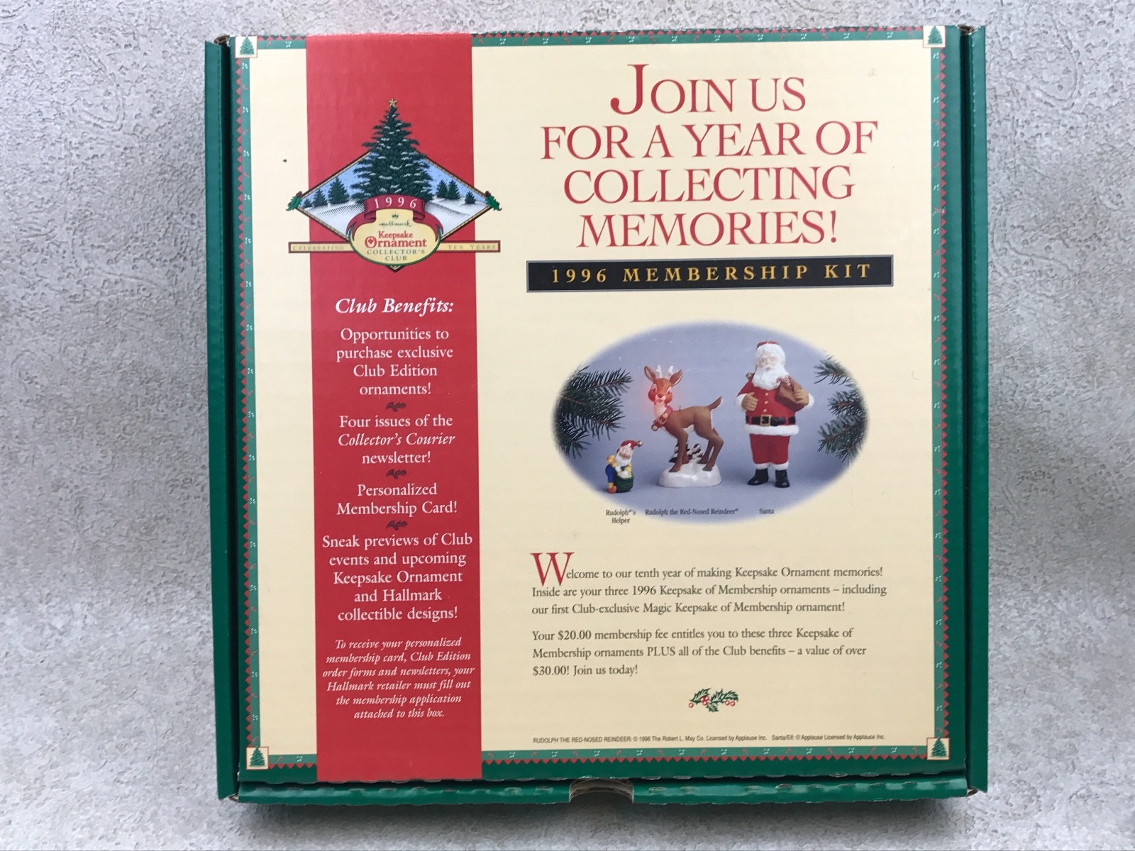 Hallmark Keepsake Ornament Club 1996 Membership Kit Santa Rudolph