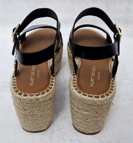 KURT GEIGER LONDON Mujer Arlo Cuero Negro Alpargata Plataforma Sandalia Zapatos - Imagen 6 de 8