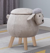 Foot Stool, Animal Sheep Ottoman, Toy Storage Chest for Kids with Padded Seat