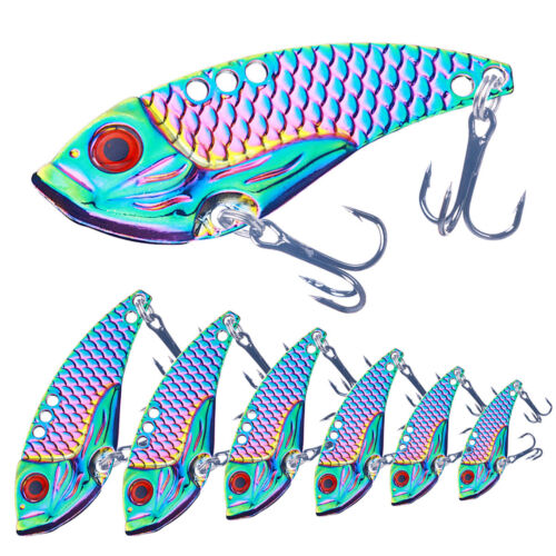 10PCS Lot 3D Eyes Fishing Metal Bait Crankbait Lures VIB Blade Tackle Saltwater - Afbeelding 1 van 14