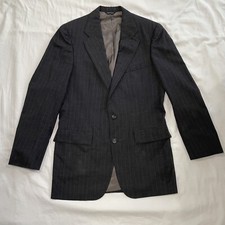 Chaps Ralph Lauren Wool Blend Men Size 40 Charcoal Pinstripe Blazer Sport Coat