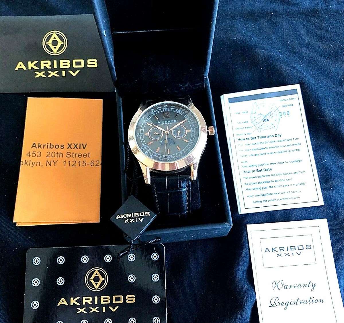 Akribos XXIV leather and rose gold watch. Classic. Akribos XXIV Men main image 2