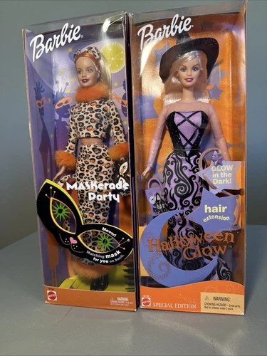 Set of 2 Halloween Barbies MASKerade Party & Halloween Glow Special Edition New
