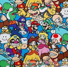 BonEful Fabric FQ Cotton Quilt Super Mario Brothers Nintendo Hero Game Boy Color