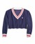 Champion-Life-Reverse-Weave-Women-039-s-Yarn-Dye-Stripe-Cropped-V-Neck-Sweatshirt thumbnail 2
