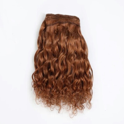 W0030C-03 MOREZMORE Doll Hair Weft CURLY CARAMEL BROWN 36'' 3ft Natural Goat Hair