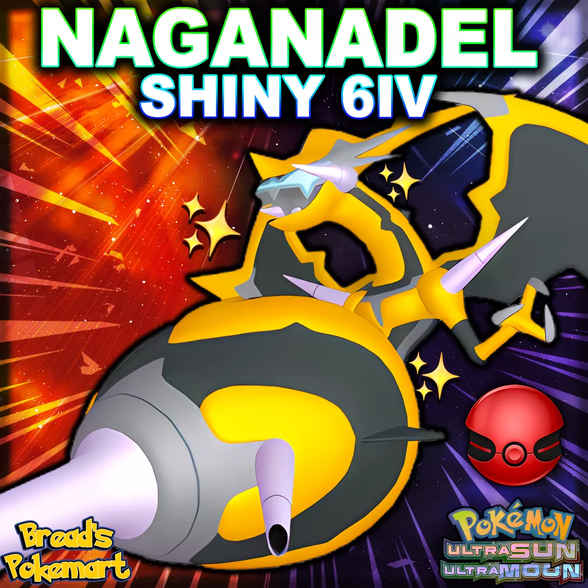 ✨ SHINY 6IV NAGANADEL ✨ Pokemon Ultra Sun & Moon USUM - lv100 Ultra Beast  Event