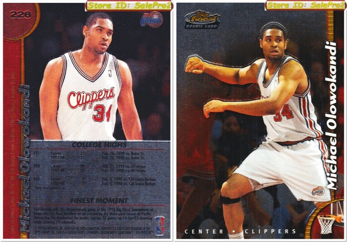 TOPPS FINEST 1998 MICHAEL OLOWOKANDI RC LOS ANGELES CLIPPERS MINT