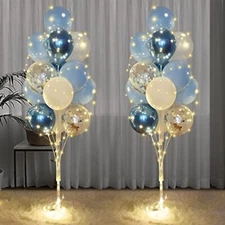 Balloon Stand Kit for Floor with String Light 2 Set Baby Blue Centerpieces 