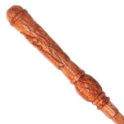 Varita mágica de madera de caoba tallada a mano de 14" bruja Wicca pagana con bolsa gratis - Imagen 8 de 9