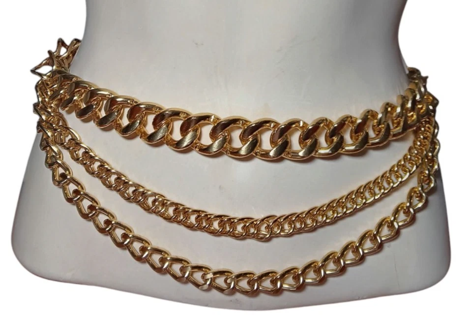 Kim Rogers Chunky Gold-Tone Chain Belt Triple Drape Statement 36" Adjustable - Image 4 of 4