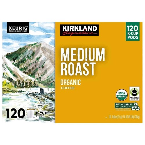 Kirkland Signature Organic Medium Blend Roast, Recyclable K Cup Pods, 3 lb, 120 - Picture 2 of 4
