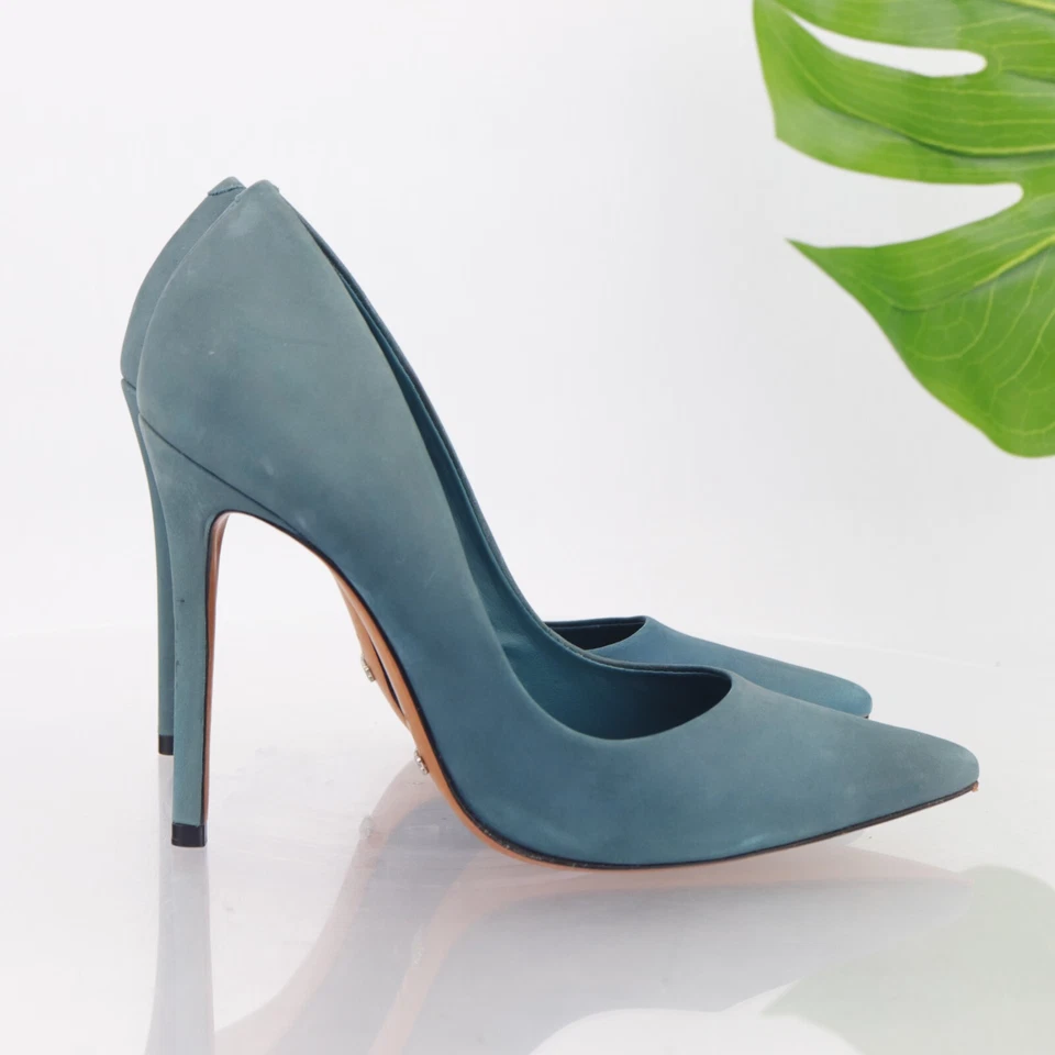 Zapato de vestir SCHUTZ para mujer Lou Pump talla 9 punta tacón azul verde azulado aguamarina nobuck Foto 4 de 4