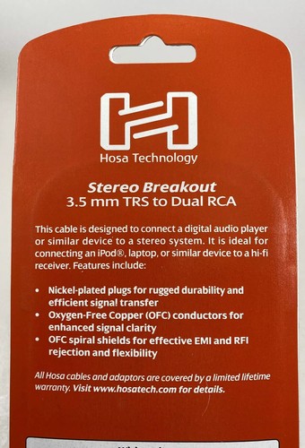 Cable en Y Hosa CMR-206 6' Stereo Breakout 3,5 mm TRS a Doble RCA - Imagen 7 de 7
