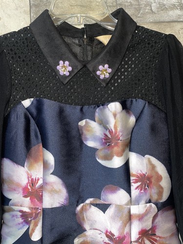 Gorgeous Black & Navy Collared Floral Dress, Amazing Quality (See Description) - Picture 2 of 7