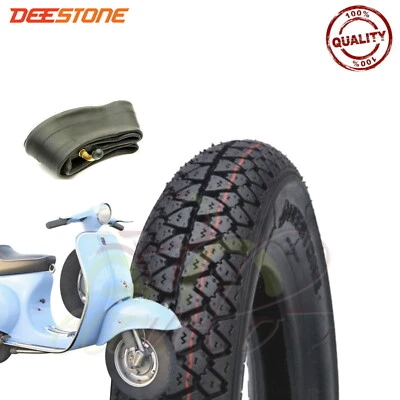Pneu 3.50-10 + Chambre À Air Vespa Deestone 51J D795 4 PR E4 - Photo 1/2