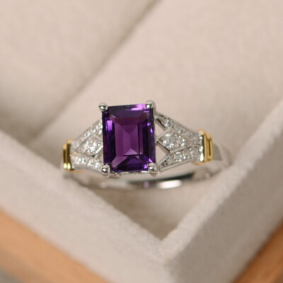 Gorgeous 925 Silver Wedding Ring Women 4colors Gemstone Ring Sz 6-10