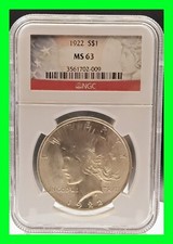 Flashy 1922 $1 Peace Silver Dollar NGC MS63 - Fancy Label American Flag