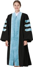 Deluxe Doctoral Academic Gowns - Light Blue with Gold Piping