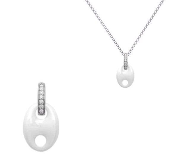 Pendentif grain de café précieux en argent massif et oxydes de zirconium pour un cadeau inoubliable