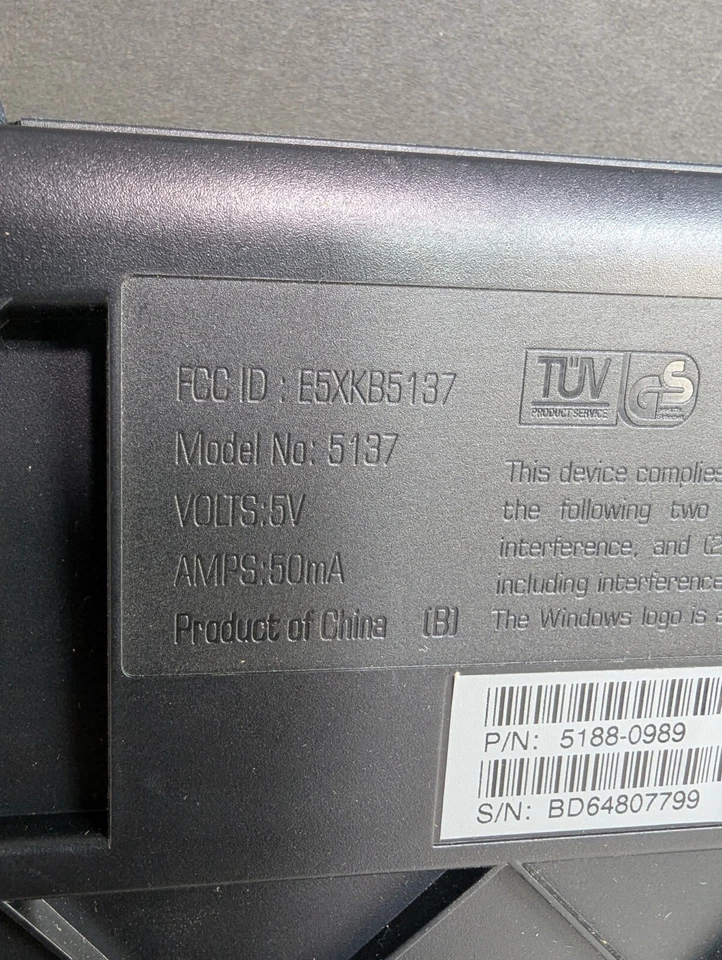 Compaq 5137 Wired PS2 Black & Gray Keyboard OEM Vintage 5188-0989 - Image 3 of 4