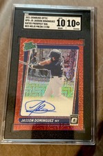 JASSON DOMINGUEZ 2021 DONRUSS OPTIC RED MOJO PRIZM ROOKIE AUTO 17/50 SGC 10/10