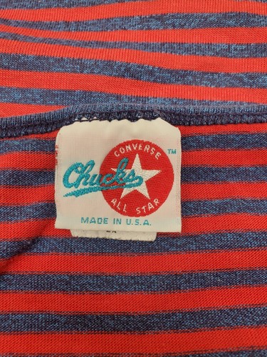 Vintage Chucks Converse All Star Tank Top 1980s Size 2X Blue Red Stripes - USA - Picture 3 of 7