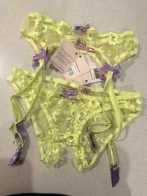 Agent Provocateur Brittnie Yellow/Lilac Bra 32DD, Brief/ Suspender AP2  BNWT