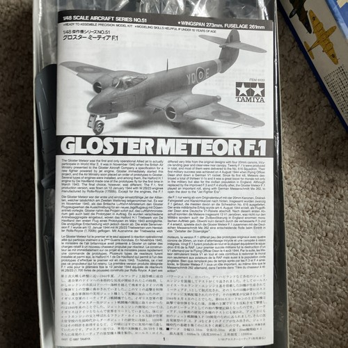Tamiya 1/48th scale Gloster Meteor F1 unmade model kit boxed and bagged but open - Picture 2 of 7