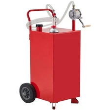 40 Gallon Portable Fuel Tank Gas Caddy with Manual Transfer Pump Hose,2 Wheels