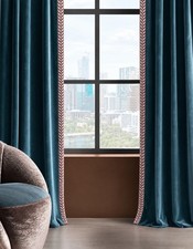 Dark Teal Velvet Curtain Panel Set