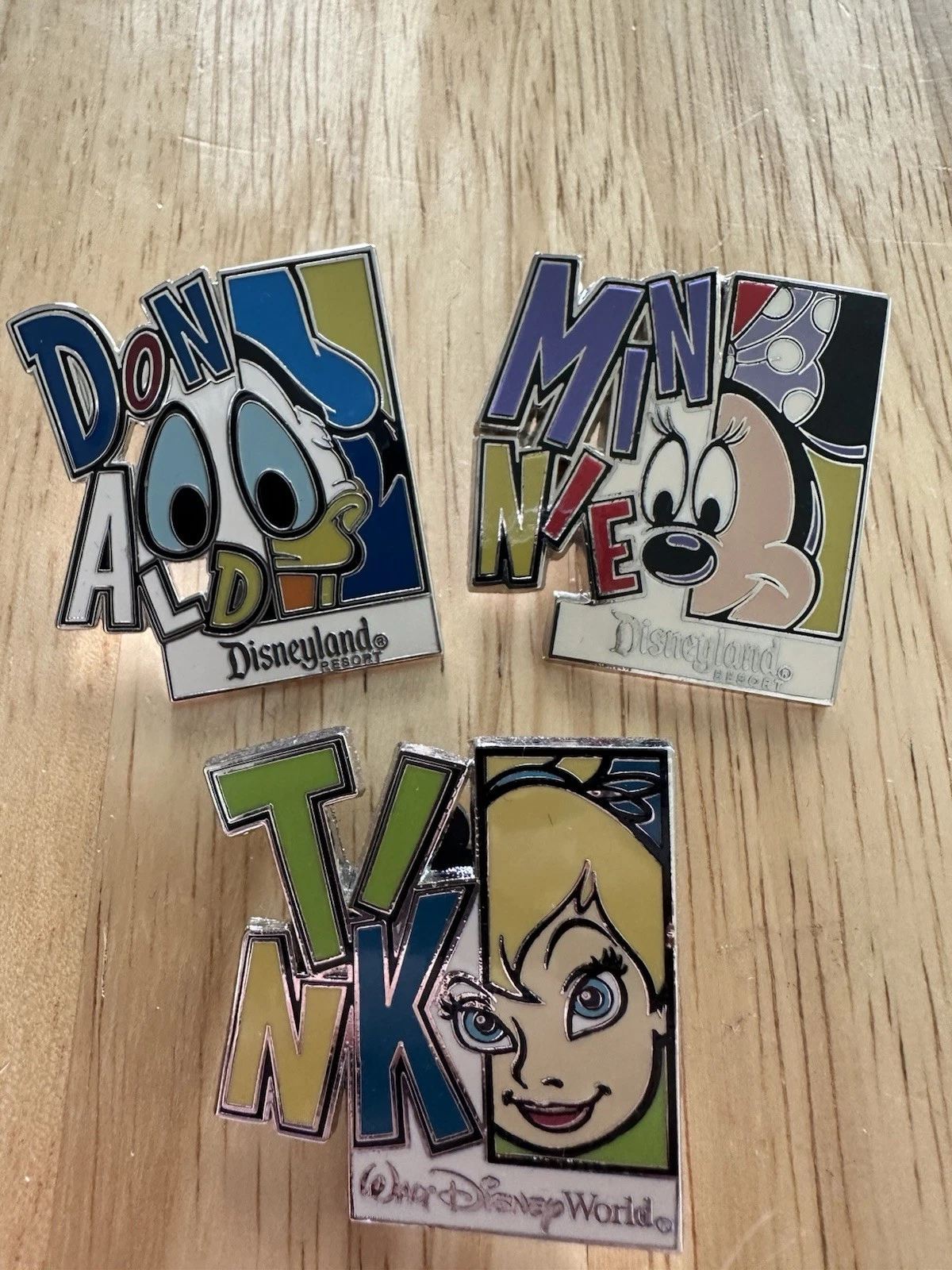 DLR 2005 Donald Duck, Minnie Mouse & Tinker Bell Pins Set Of 3