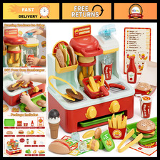 Kids Play Food Set - Fast Food Restaurant Kitchen Accessories, Burger, Fries, Ic