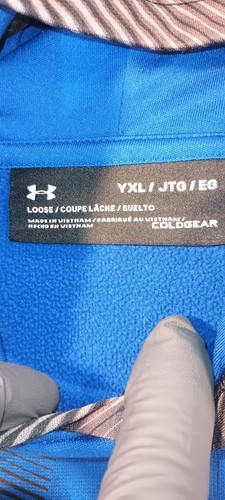 BOYS’ UNDER ARMOUR LOOSE COLD GEAR HOODIE, BLUE/BLACK COLOR BLOCK SIZE YOUTH XL - Picture 3 of 12