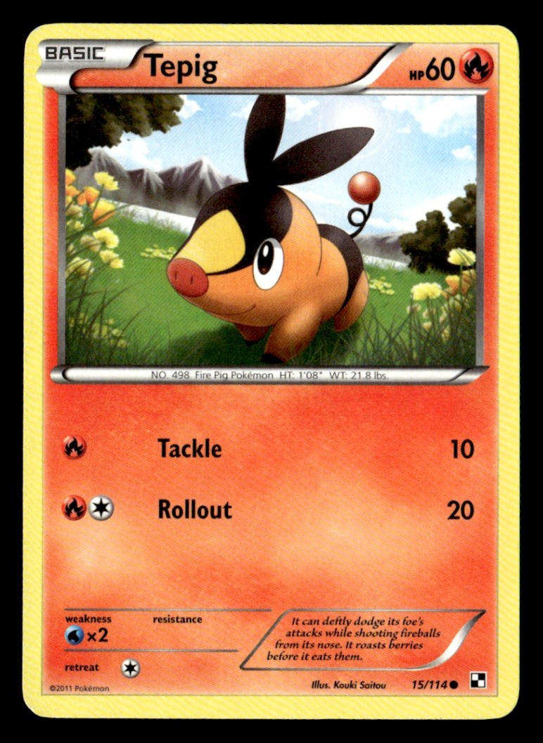 Tepig (15) Common Normal Black and White 15/114 LP Pokémon TCG