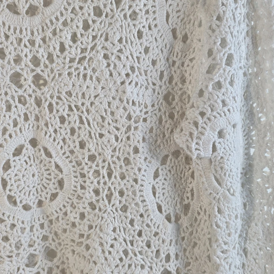 Suéter Pullover De Colección Susan Bristol Crochet M Mediano Blanco Hippie Cottagecore Foto 3 de 4
