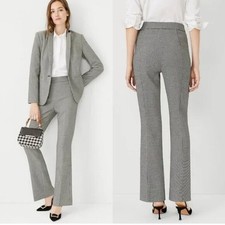 NWT ANN TAYLOR The Side Zip Trouser Pants Flare High Rise Houndstooth Size 6