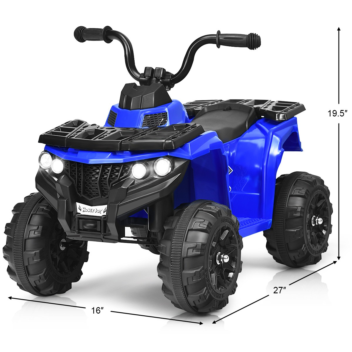 6V Battery Powered Child Ride On ATV 4-Wheeler Quad w/ MP3 & LED Headlight Blue