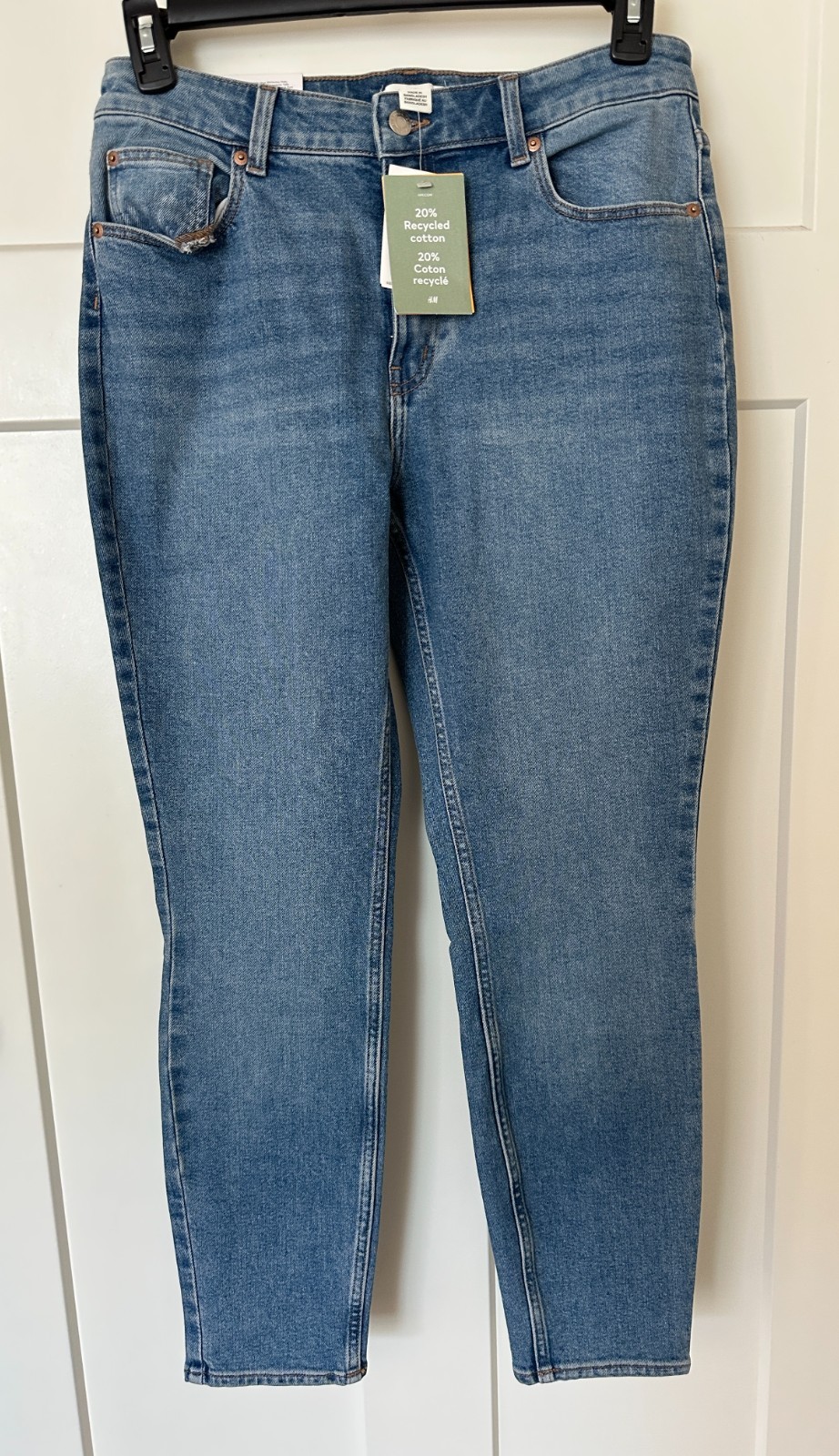 H&M Women’s Skinny High Waist Jeans Blue Stretch Denim Size 12 EUR 44 New Tags