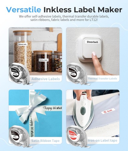 LT12 Label Maker Machine, Handheld Label Printer Machine with - Picture 4 of 5