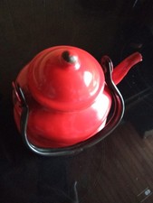 Vintage Wasserkessel Teekessel Rot Emaille