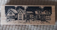 Rubber Baby Buggy Bumpers Retired 1991 Winter Houses Large Stamp 6" X 2.25"